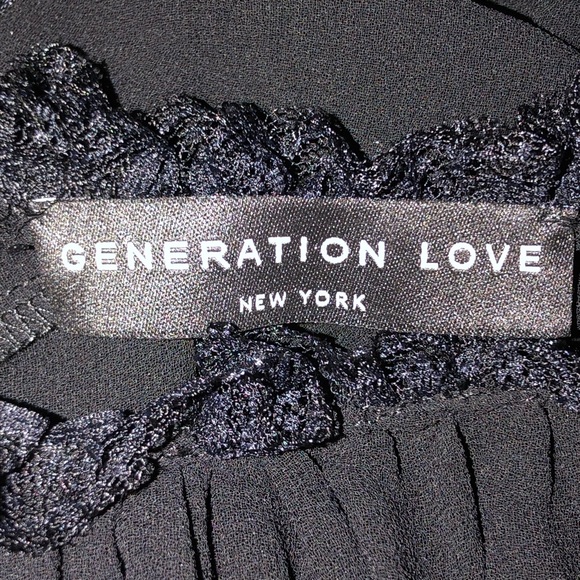 NWOT GENERATION LOVE Black Chiffon Ruffle Long Sleeve Semi Sheer Mini Dress Sm - Picture 15 of 16